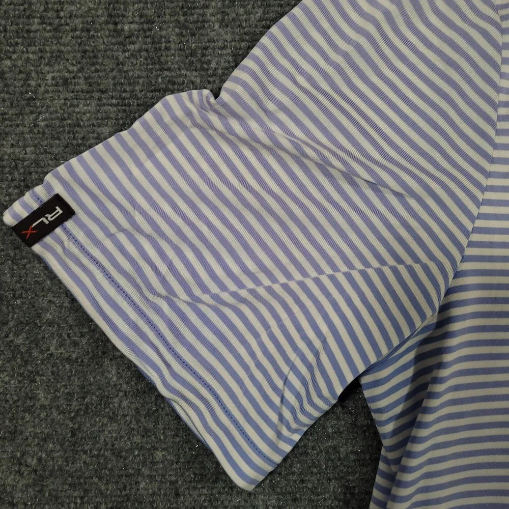 Rlx Polo Ralph Lauren Polo Shirt Mens M Blue Striped Performance‎ U.S  Sr Open